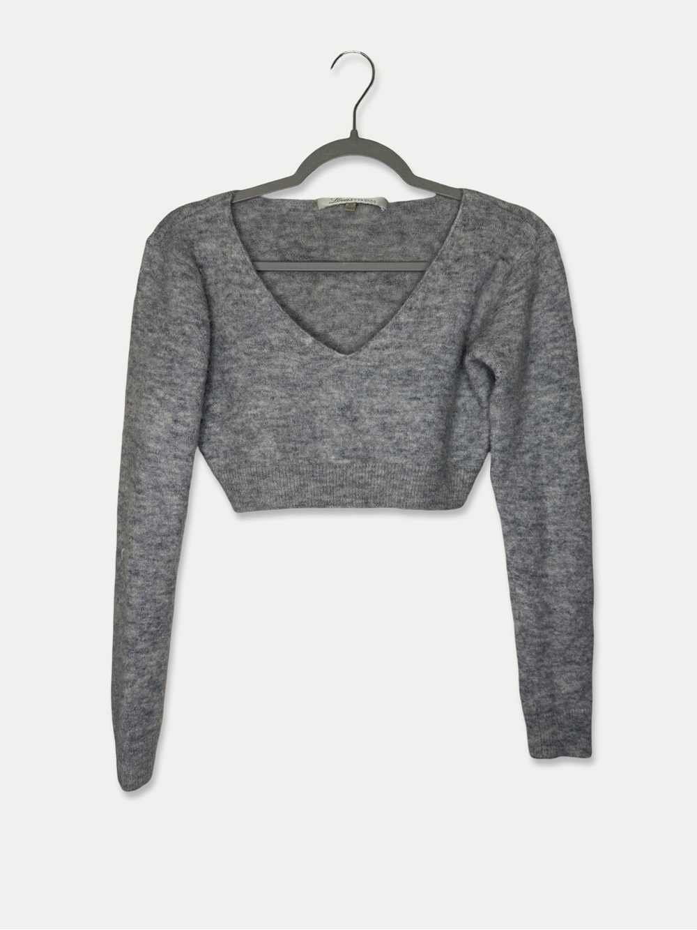 Lovers + Friends Cropped Sweater Size XS Gray Mohair Blend GUC
